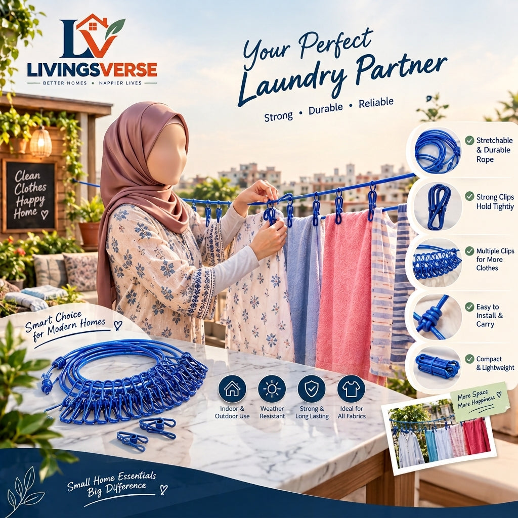 Portable Elastic Clothesline Anti-Slip Design Rope