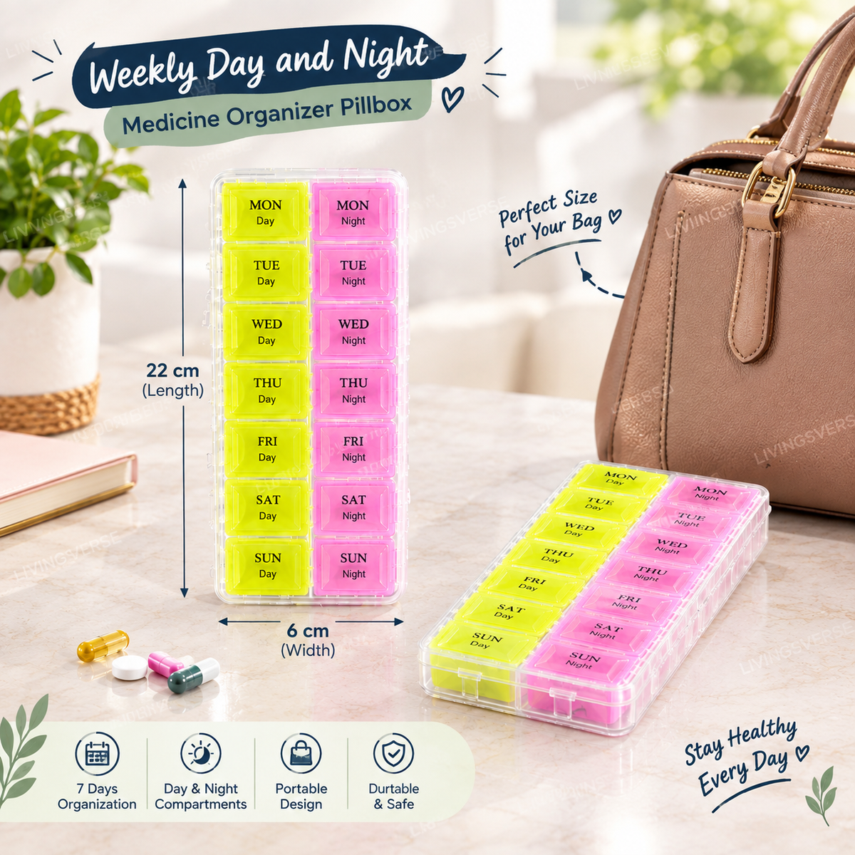 14 Grid Medicine Organizer Pillbox