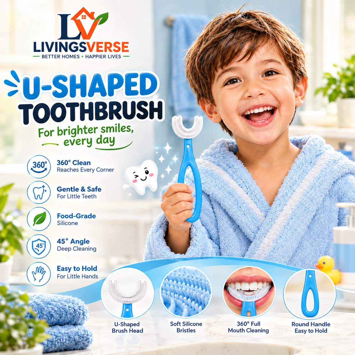 Kids U-Shaped Silicone Toothbrush