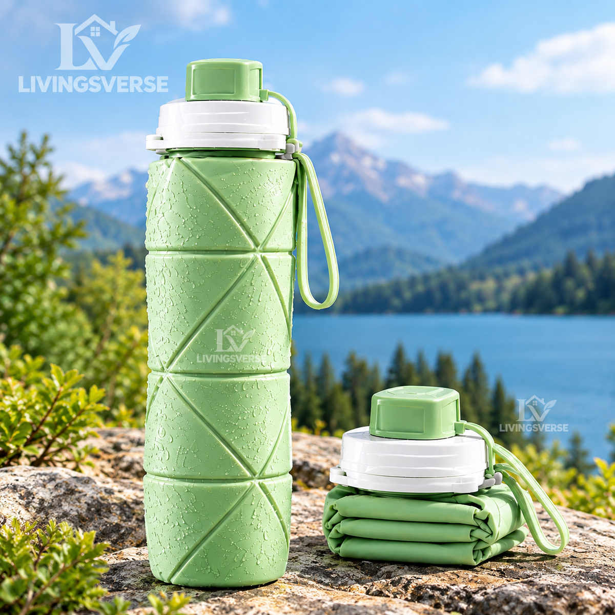 600 ML Ultra Slim Foldable Travel Bottle / Collapsible Silicone Water Bottle
