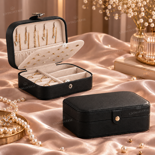Jewelry Organizer Box for Women Mini Storage Case (Portable for Travel )  – Three Layers (Medium)