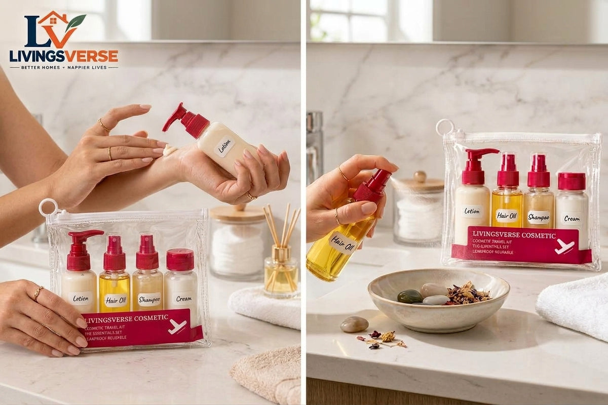 Travel Bottle Set - Refillable  4-in-1 Travel & Organization Kit