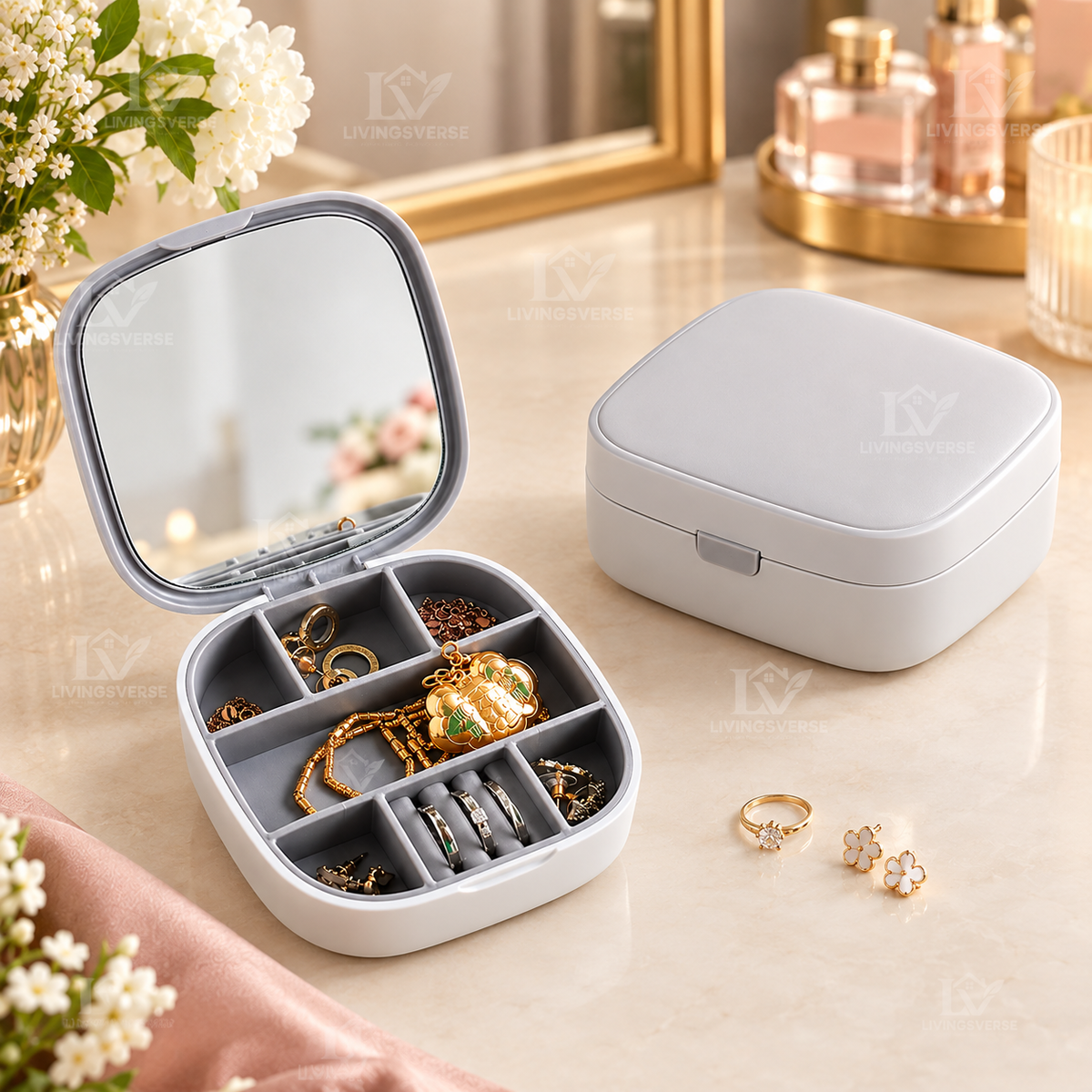 Jewelry Organizer Box Portable Storage Case (Small) for Women