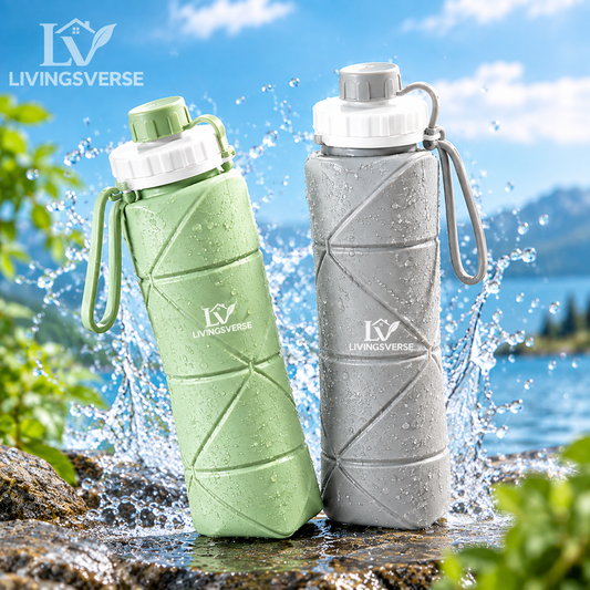 600 ML Ultra Slim Foldable Travel Bottle / Collapsible Silicone Water Bottle